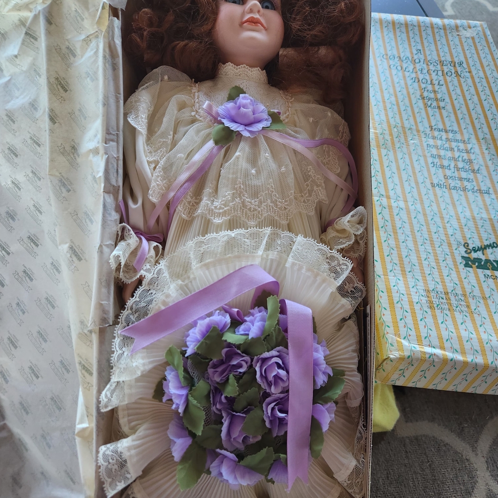 Porcelain Doll with Purple Accents